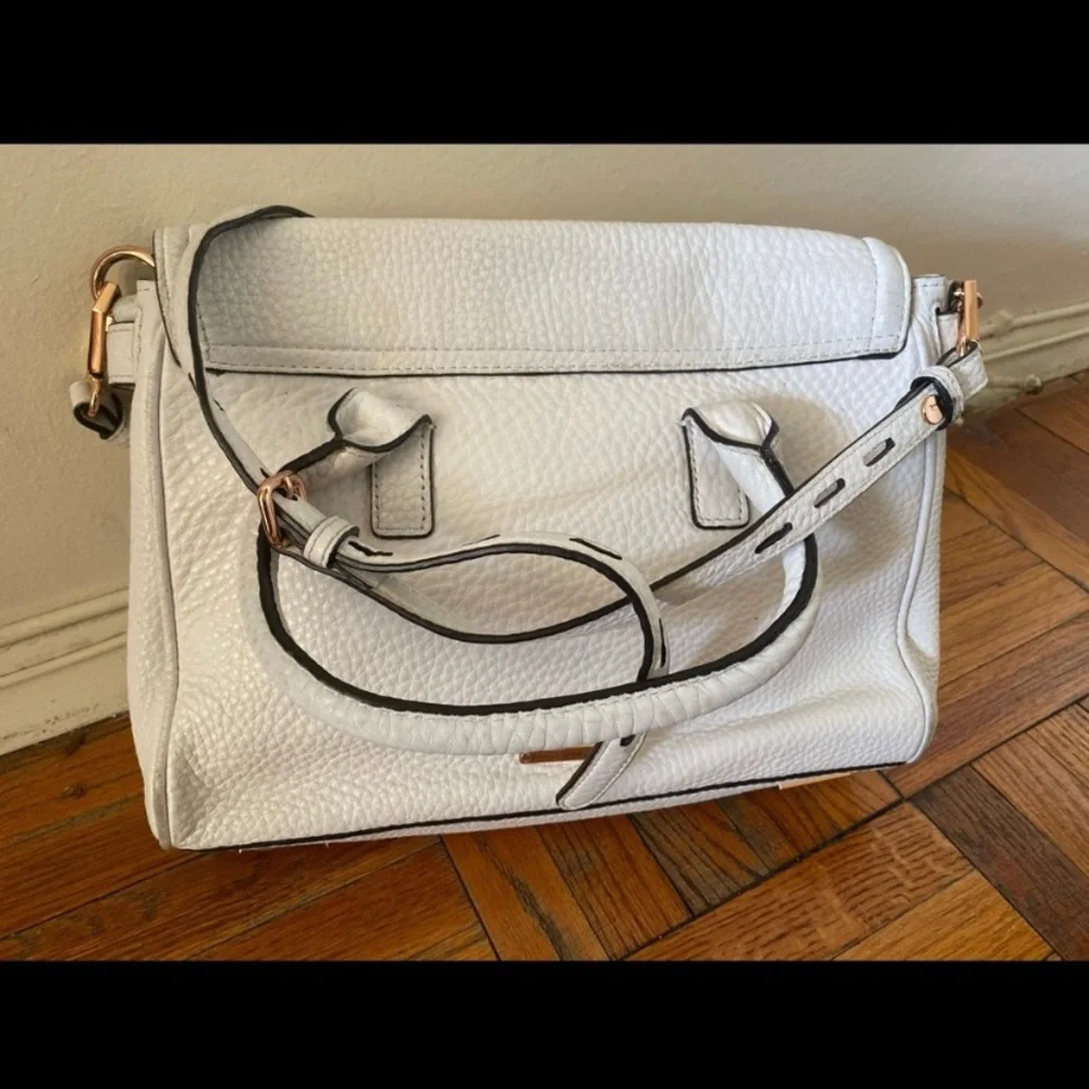 REBECCA MINKOFF WHITE ROSE GOLD KELLY-STYLE  CROSSBODY PEBBLED LEATHER Bag GORG - Picture 4 of 8